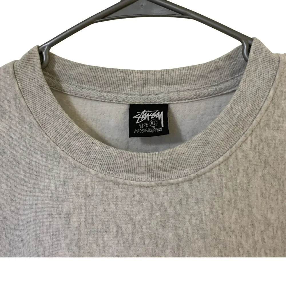 Stussy Milk Crew Ash Heather Graphic Crewneck Sweatshirt XL - Picture 5 of 11